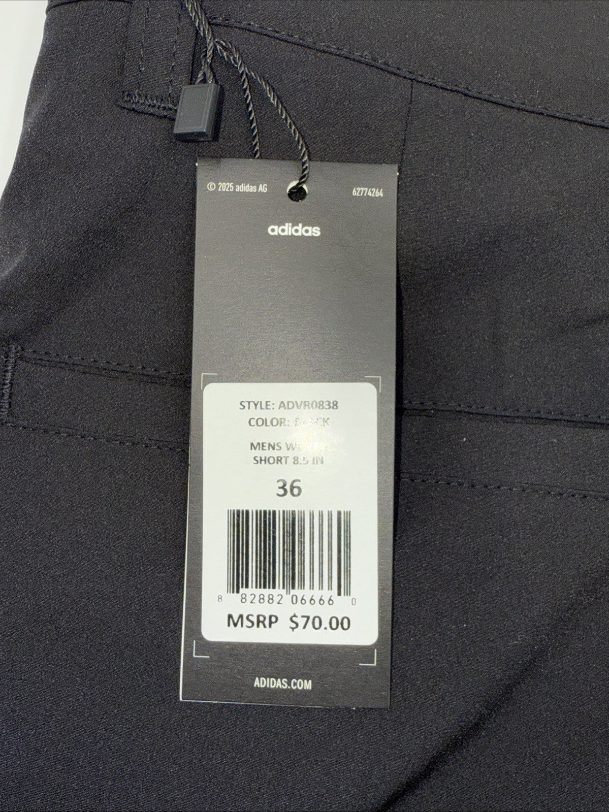 $70 Adidas Golf Ultimate 365 Golf Woven Shorts 8.5”-Black- Size: 36W - New 2025