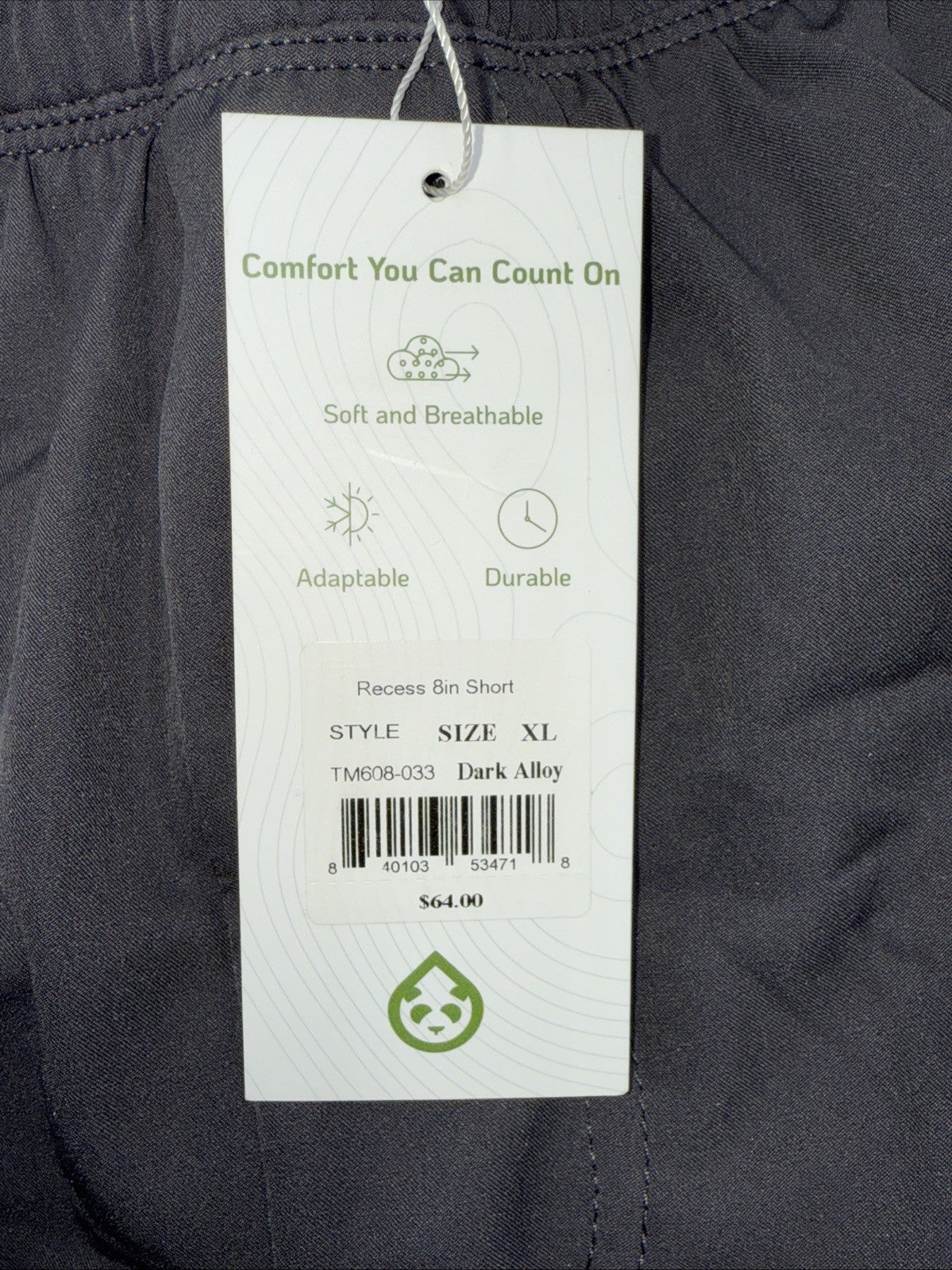 $64 Tasc Men's Weightless Recess 8" Tech Shorts-Dark Alloy Grey-X-Large -New Tag