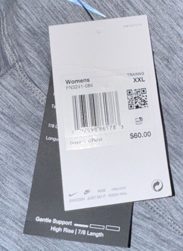 Nike One Women's Pocketed High Waisted 7/8 Ankle Leggings- Smoke Gray- XXLarge