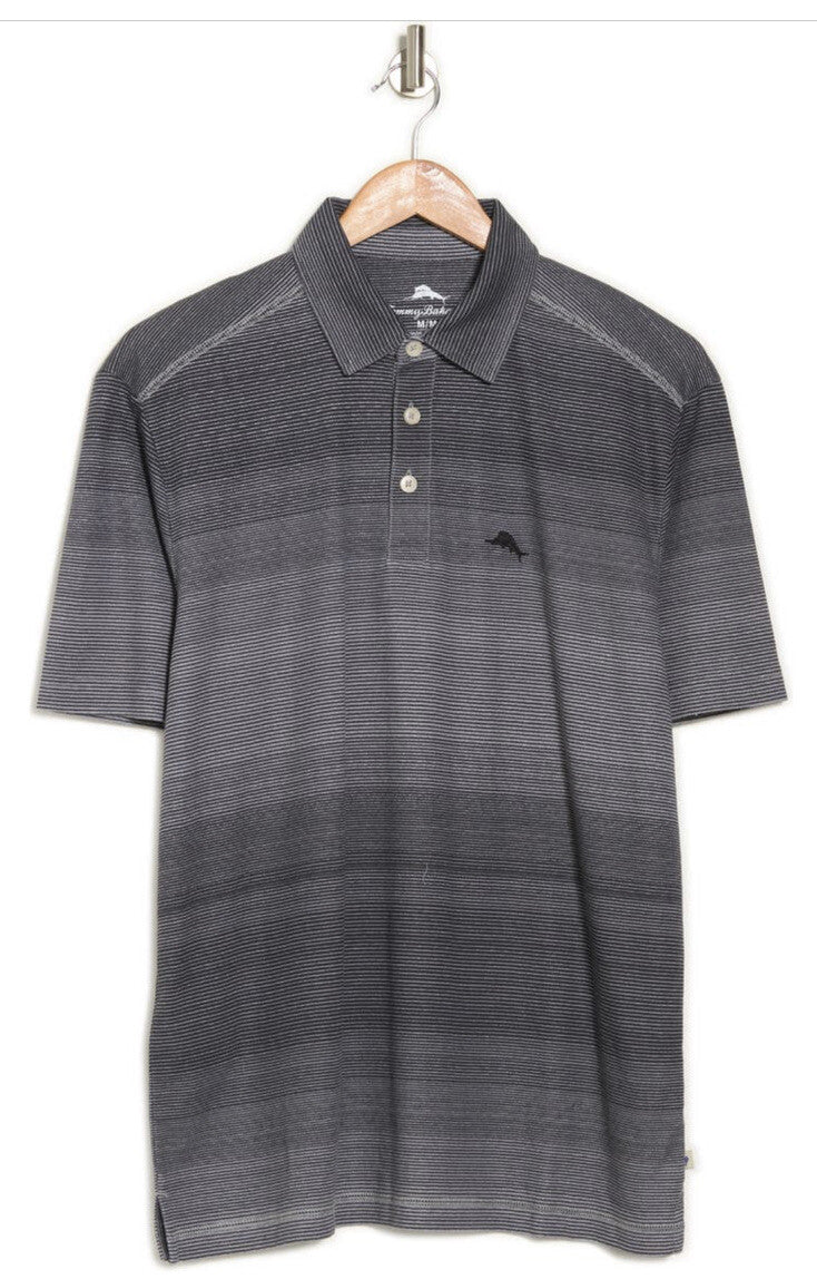 Tommy Bahama Men's Deauville Polo Shirt-Gray-Medium- New- Originally $99.50