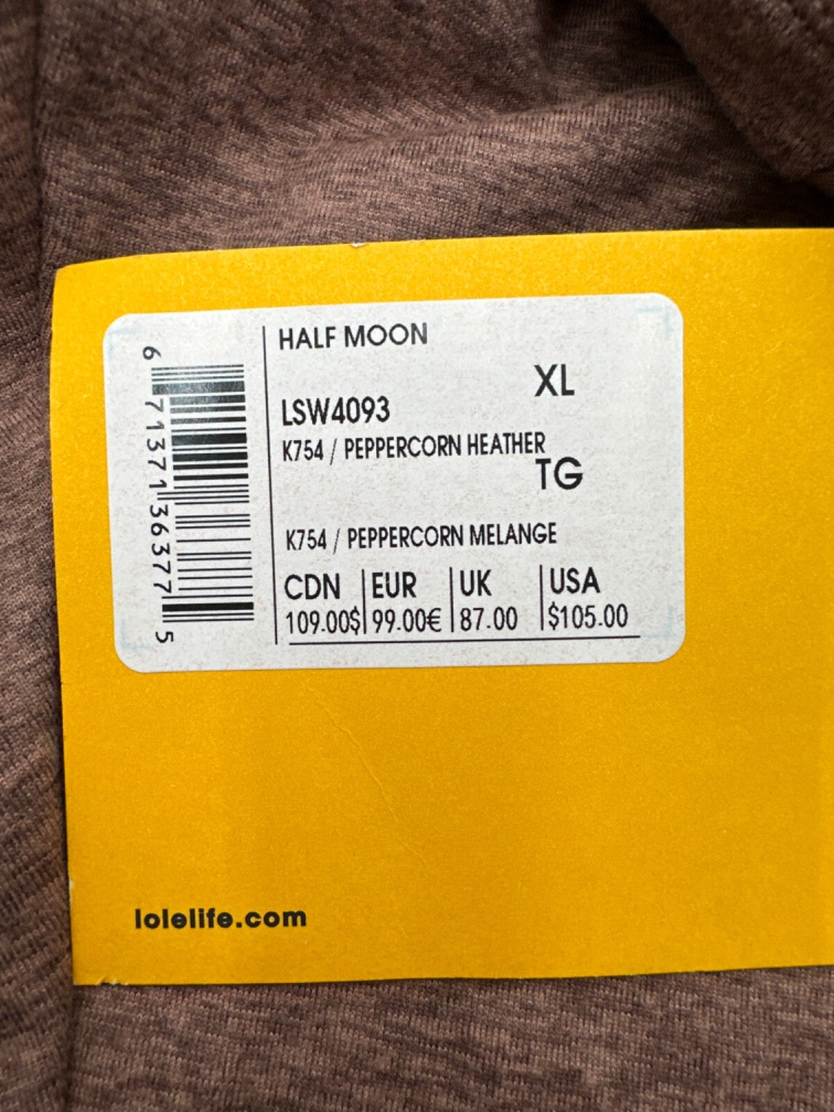 $105 Lole Life Women’s Half Moon Leggings-Peppercorn Heather-XLarge- New
