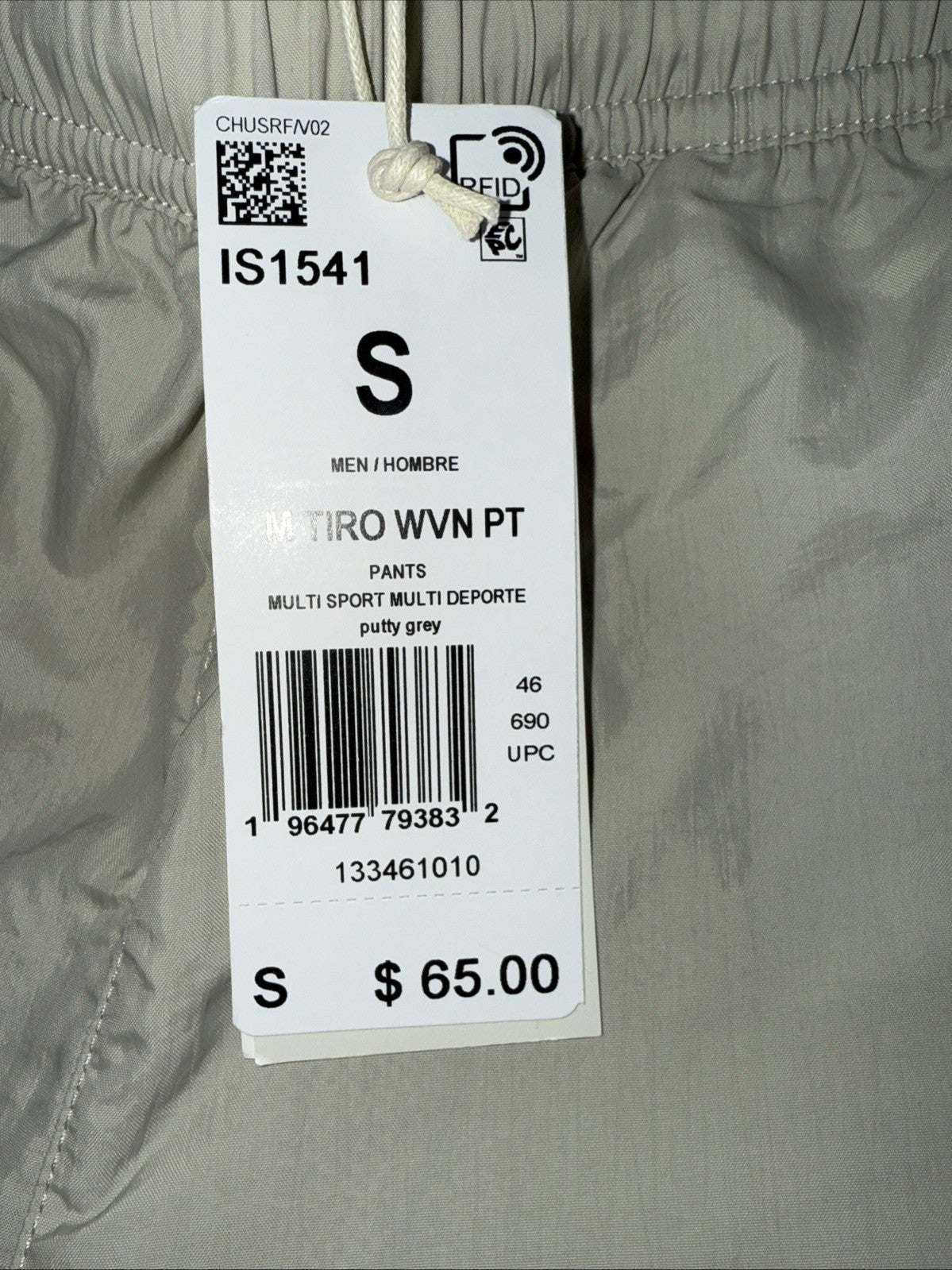 $65 Adidas Men's Tiro Woven Track Pants Tapered- Putty Grey - Small - New Tags