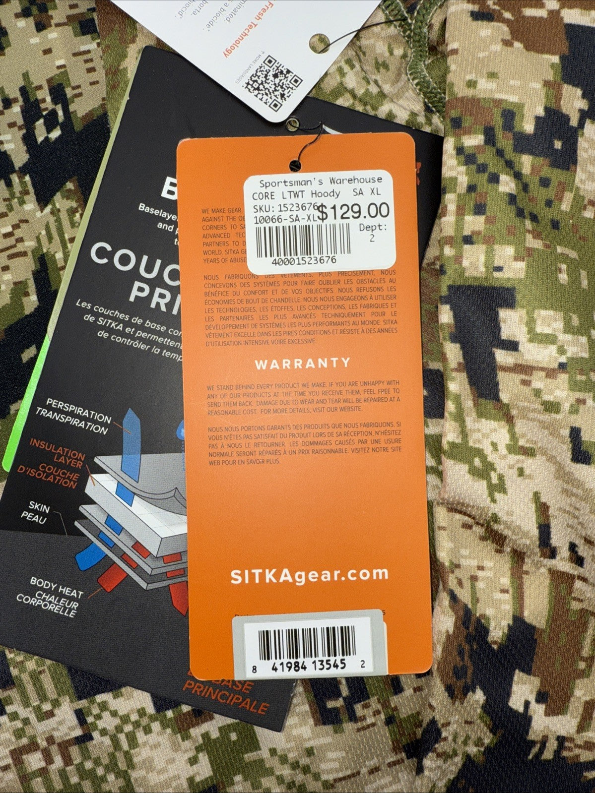 SITKA Gear Men's Core Lightweight Hunting Hoody-Optifade Subalpine-XLarge-New