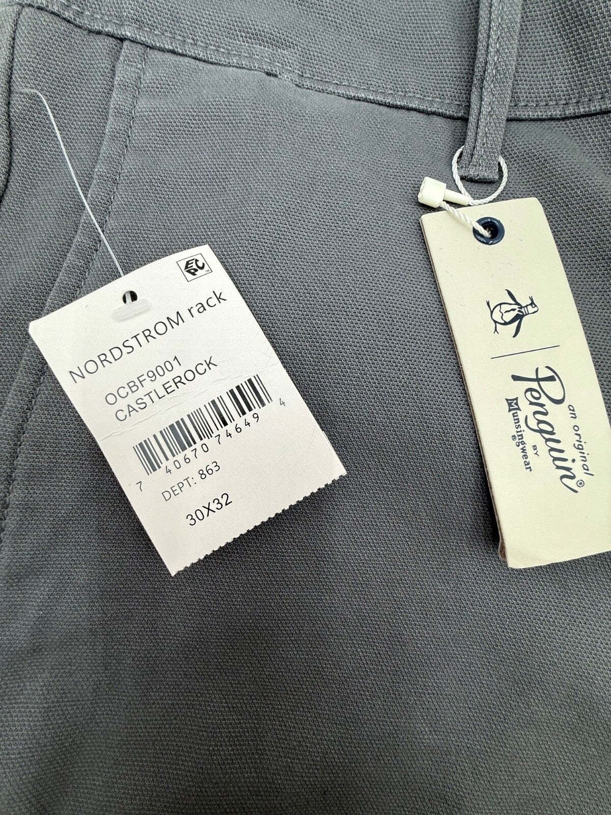 $89 Penguin Men’s-Twill Straight Fit Chino Pants- 30Wx32L- Castlerock Grey-New