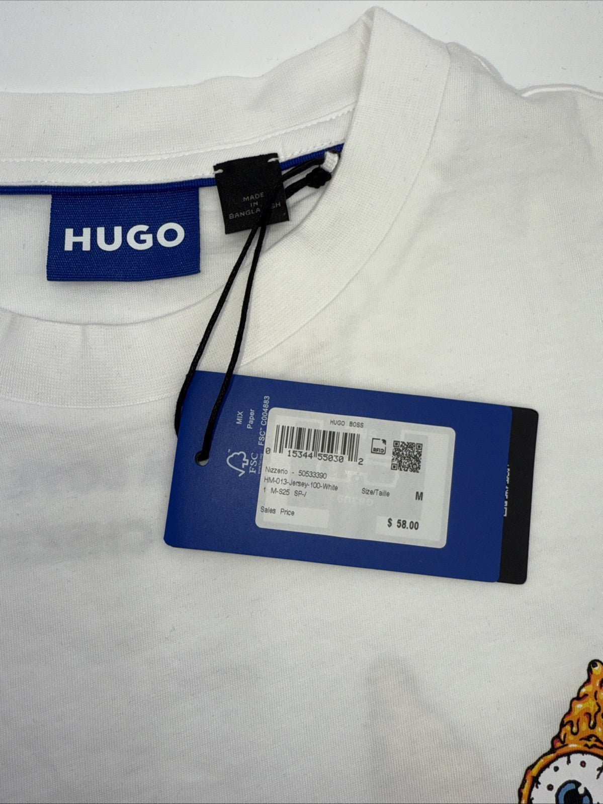 $58 BOSS By Hugo Boss Men’s Pizza Graphic Print T- Shirt-White - Medium-NWT
