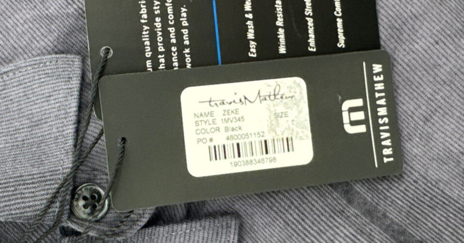 $125 Travis Mathew Men’s Stretch Stripe Button Long Sleeve Shirt- Zeke-Small-New