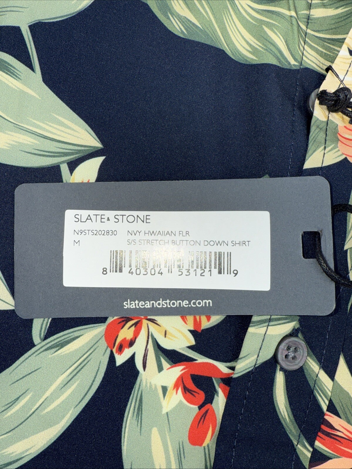 $128 Slate & Stone Hawaiian Stretch Flower Shirt Short Sleeve-Multicolor-Medium