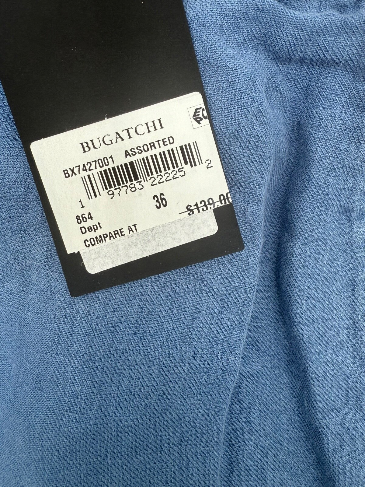 $139 Bugatchi Men’s-Linen Bermuda Short-Rivera Blue- 36W-New Tag