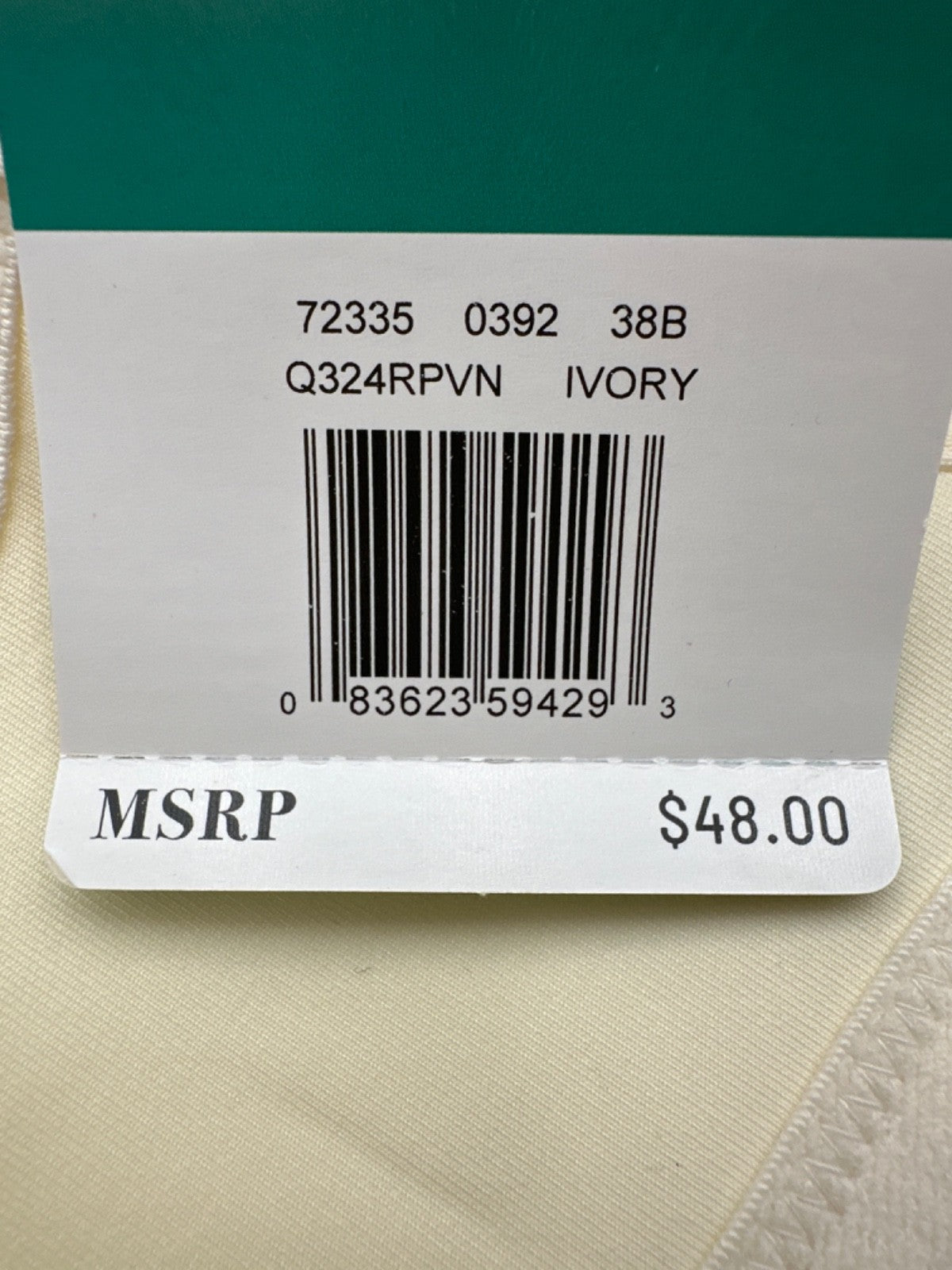 $48 Vanity Fair Convertible T Shirt Bra-Q324RPVN - Ivory - 38B - New With Tag