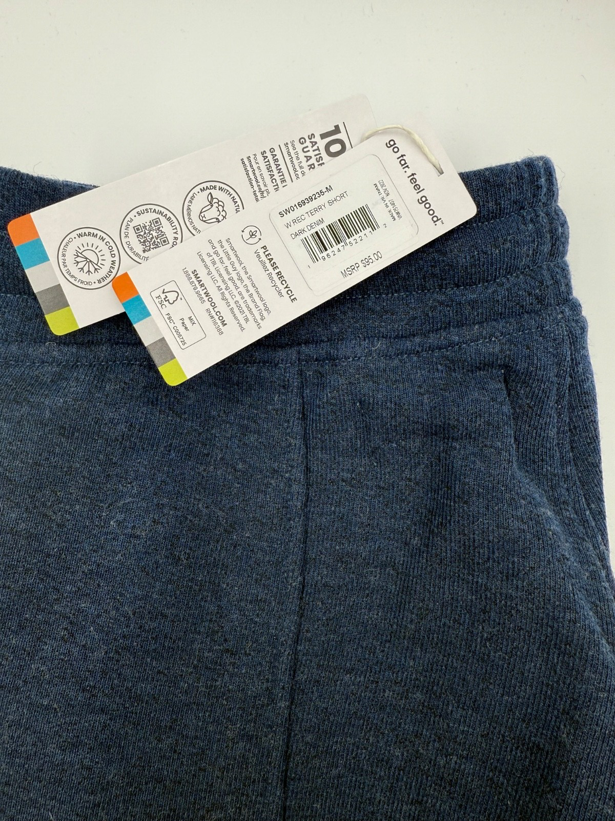 $95 Smartwool Women’s-Recycled Terry Shorts- Blue- Medium- New Tag