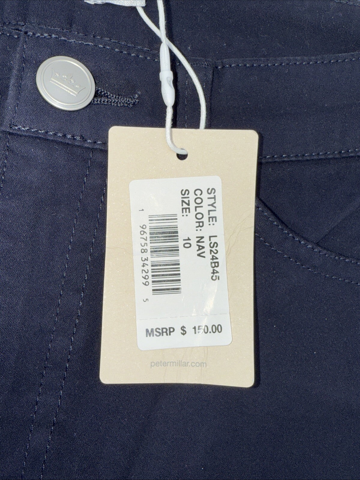 $150 Peter Millar Women's Karlie Stretch Sateen High Rise Pant-Navy-Size: 10-NEW