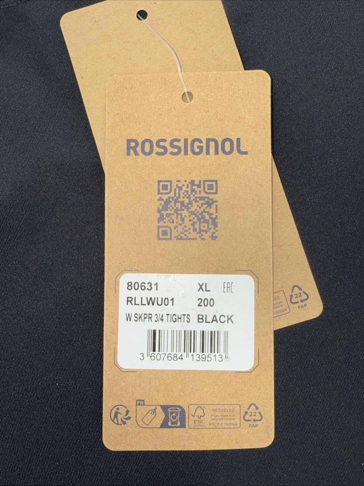 $95 Rossignol Women’s Stretch 3/4 Length Running Tights- Black- XLarge- New Tags