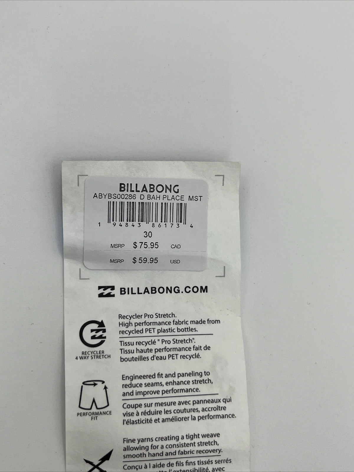 $60 Billabong D Bah Placement 19" Board Shorts - #43860-Multi Teal-Size: 30W-New
