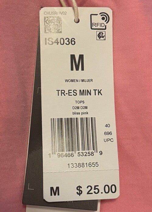 Adidas Women’s Train Essentials Racerback Tank Top - Bliss Pink- Medium - NWT