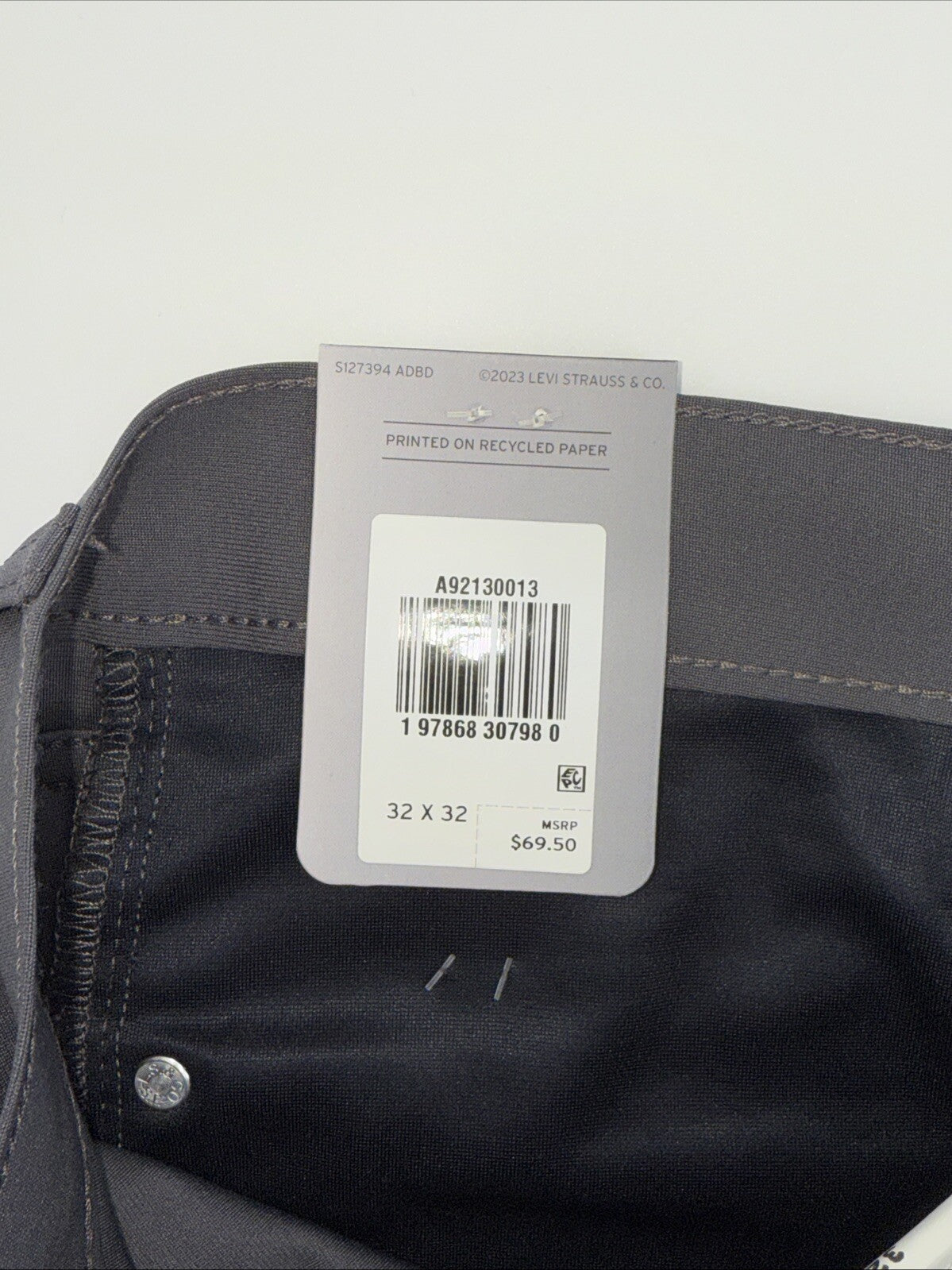 $70 Levi's Men's 511 Slim Tech Pants Stretch A92130010- Grey- 32W 32L - New Tag