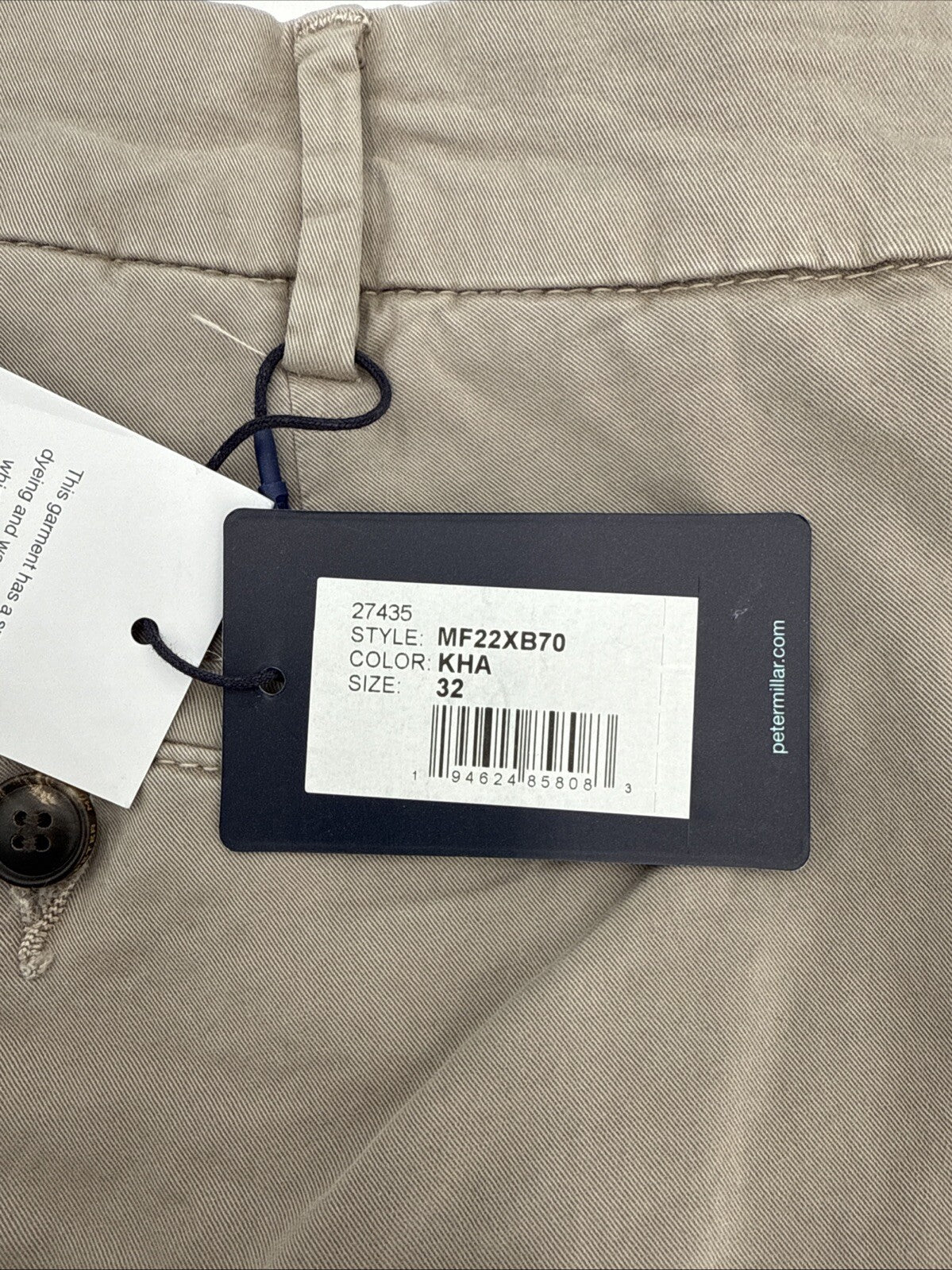 $198 PETER MILLAR CollectionMen’s ConcordeGarmentDyed Trouser Pants-Khaki-32W36L