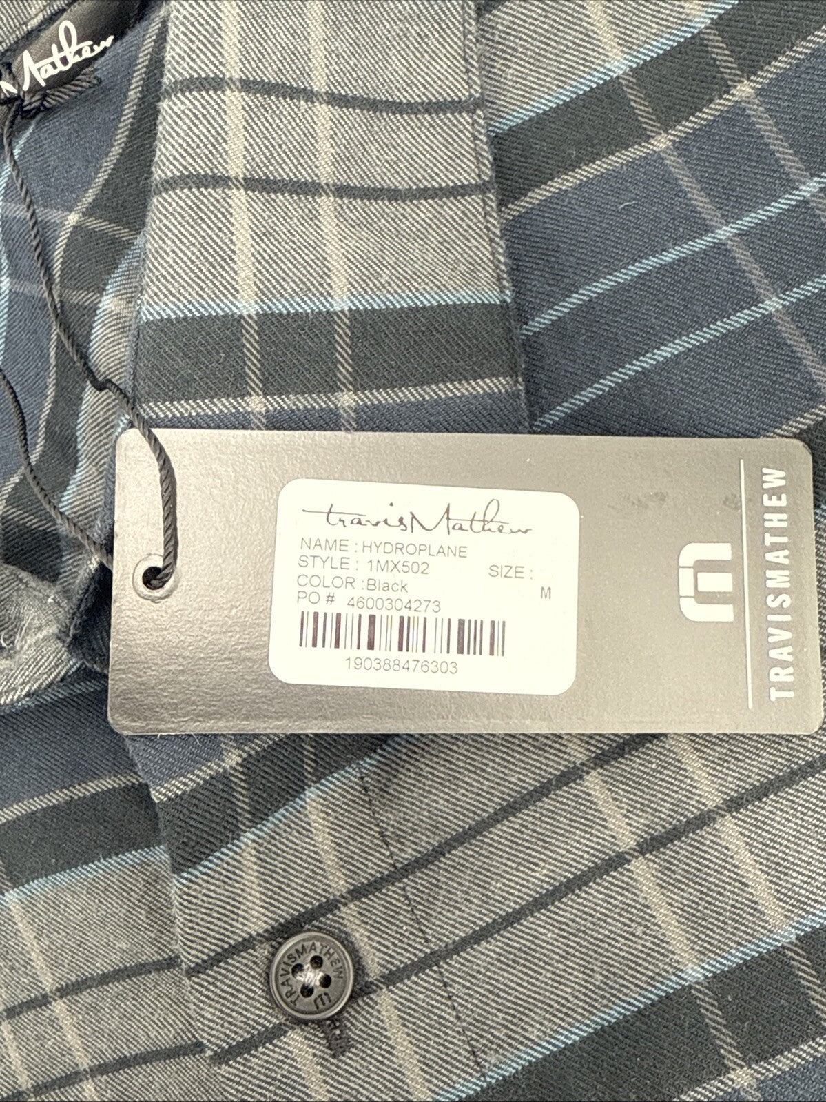 $145 Travis Mathew Men’s Button Long Sleeve Plaid Shirt-Hydroplane -Medium -New
