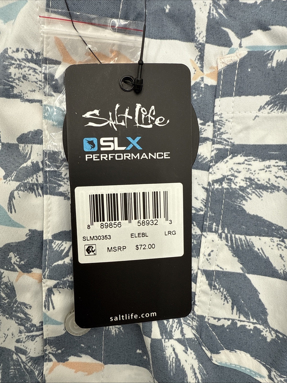 $72 Salt Life Men's Sunshine Button Down Shirt - Elemental Blue - Large- New