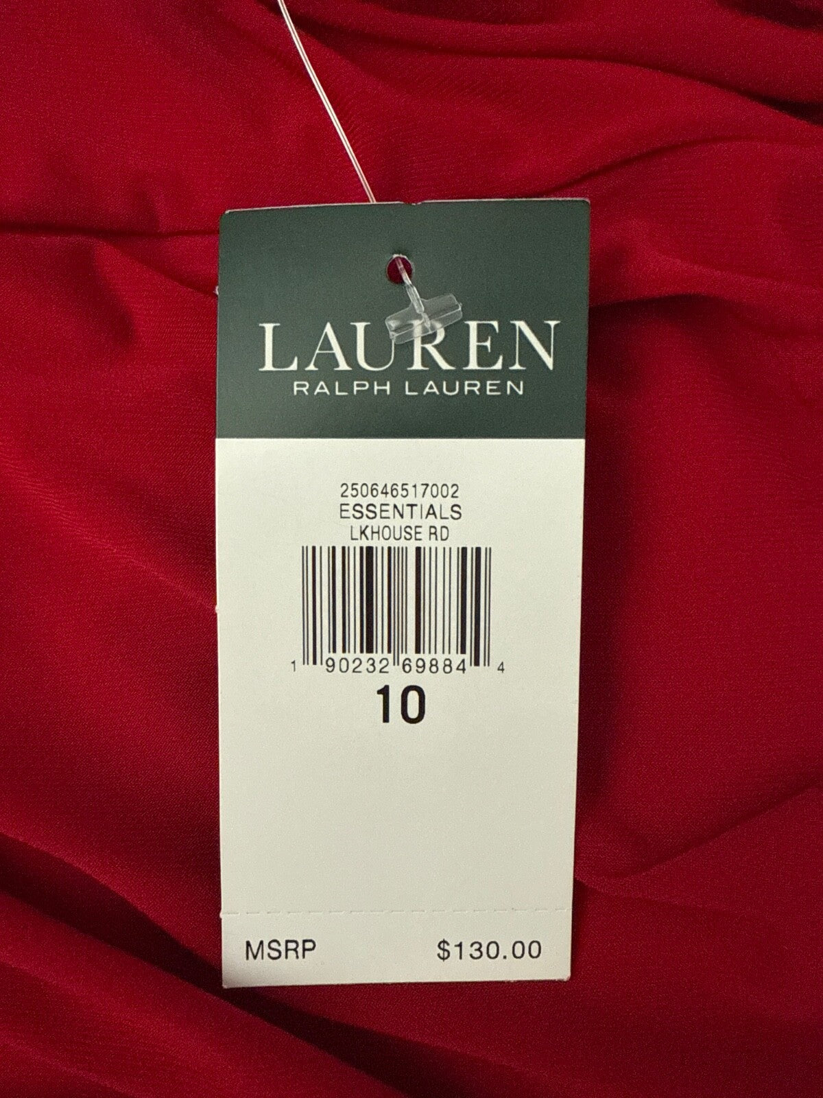 $130 Ralph Lauren Women’s-Jersey Cowl Neck Dress-Red-Size 10-New Tag