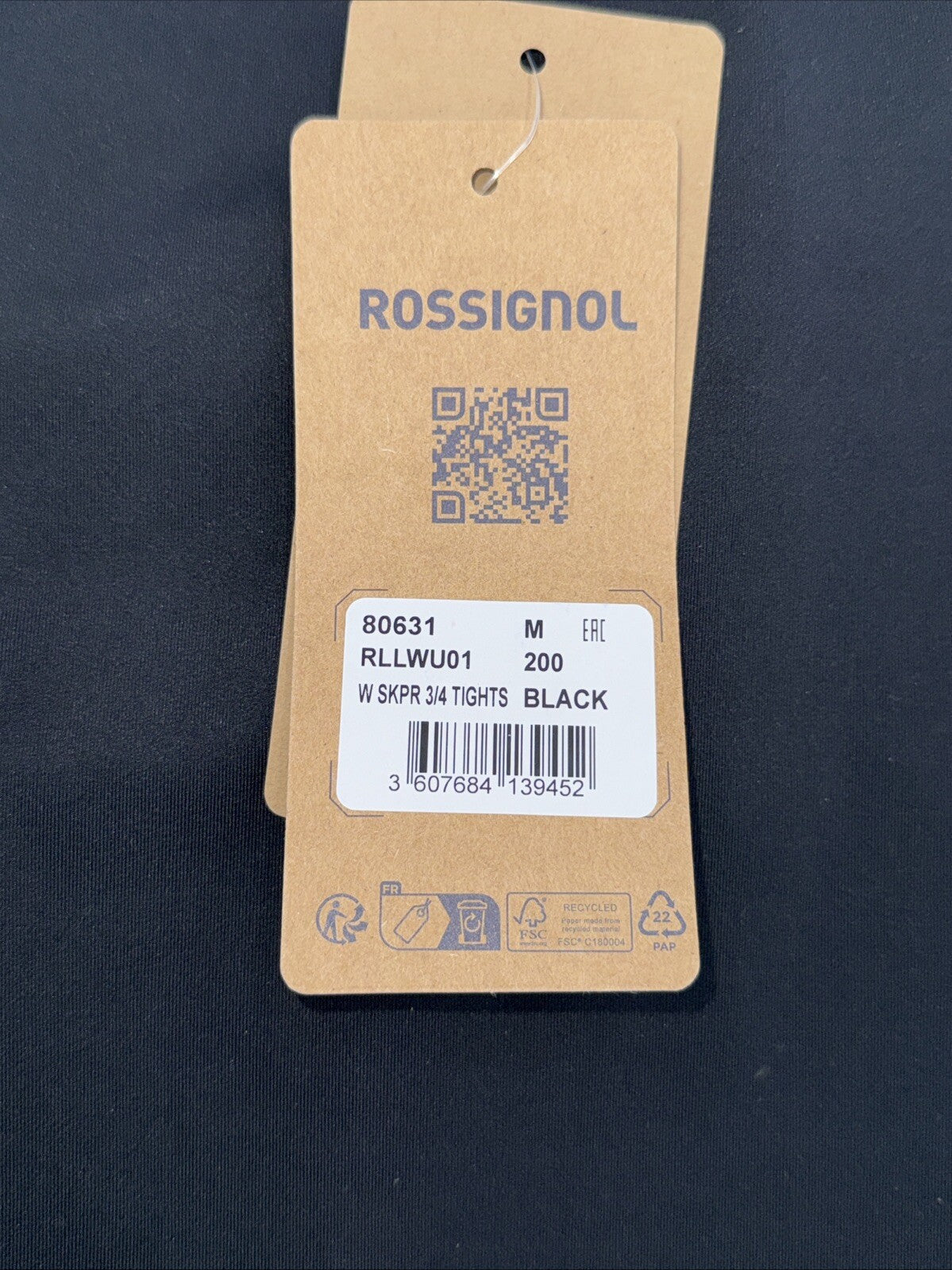 $95 Rossignol Women’s Stretch 3/4 Length Running Tights- Black- Medium- New Tags