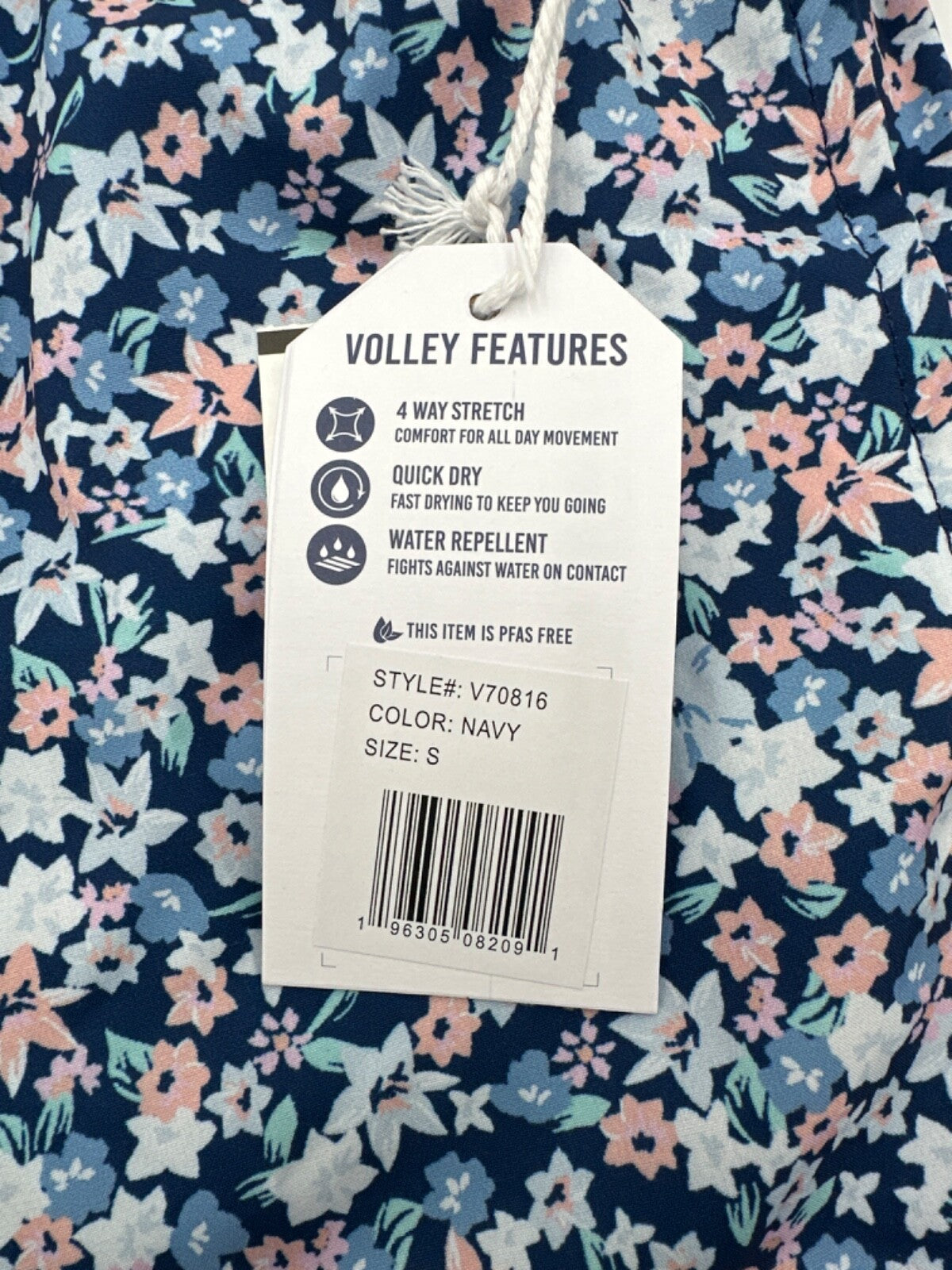 $50 Vintage Summer Men’s 4 Way Stretch Volley Shorts- Blue Floral - Small- New