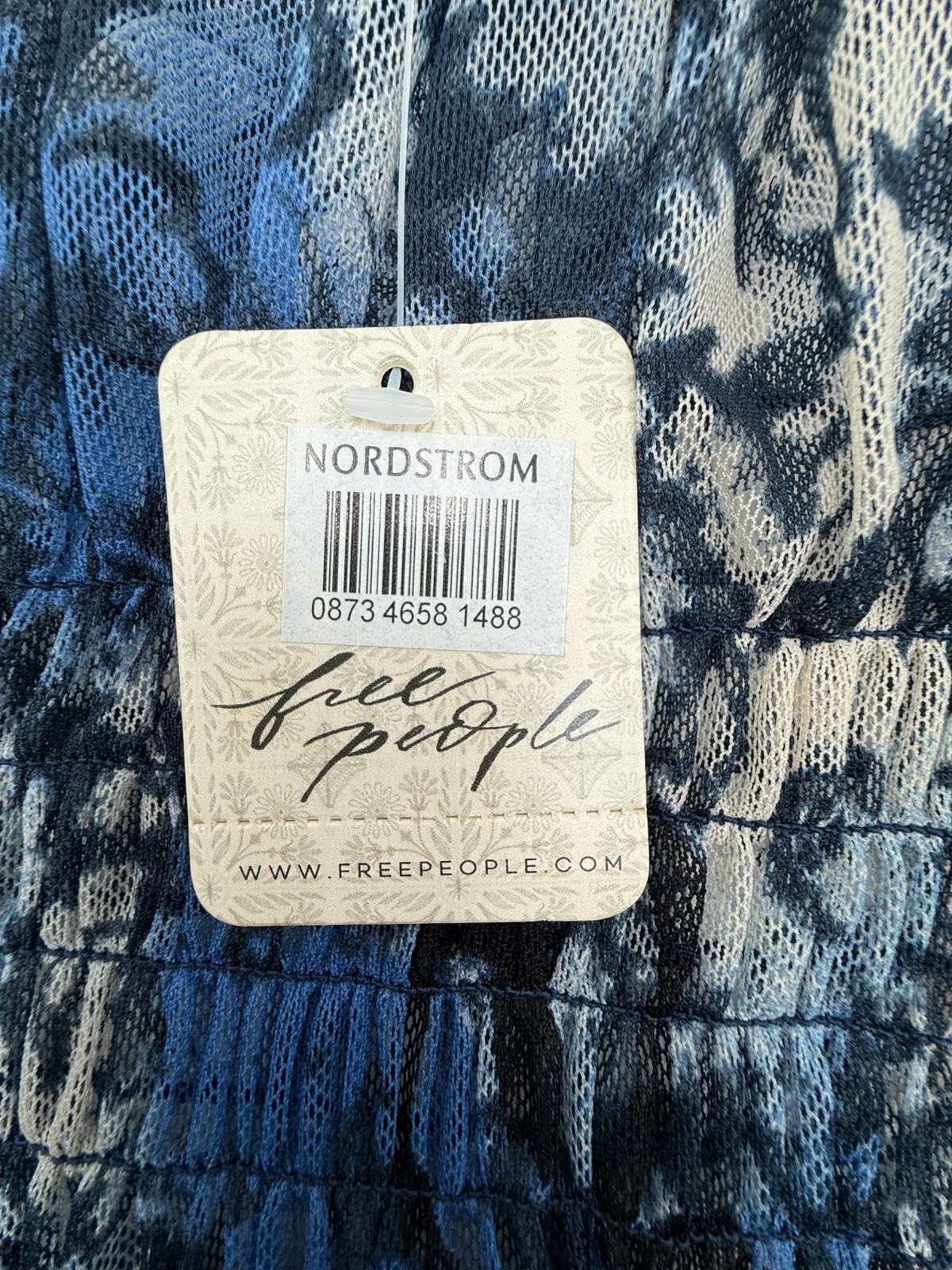$88 Free People Women’s-Sheer Blouse Shirt-Blue Combo- Medium-New Tag