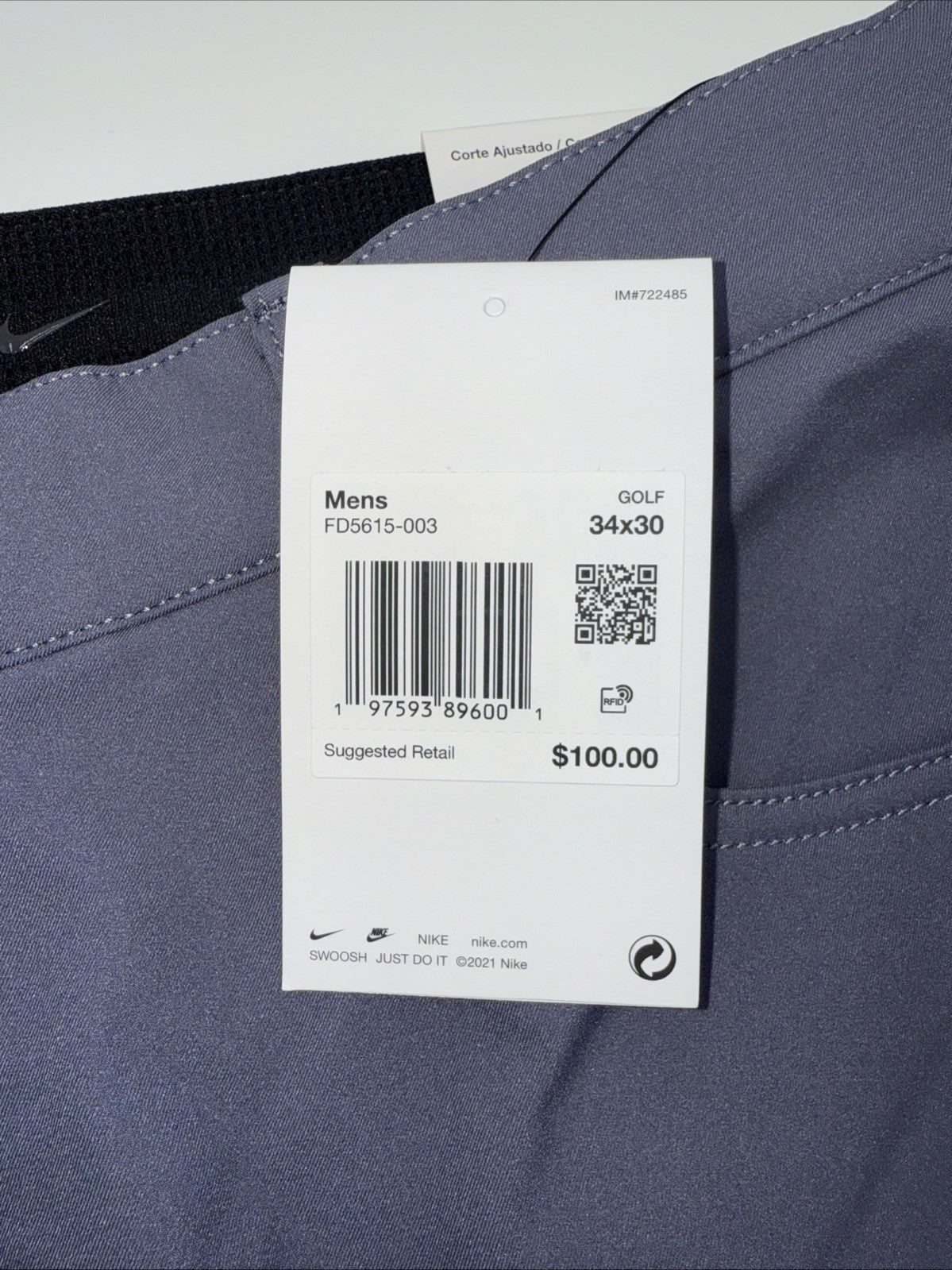 $100 Nike Men's Tour Repel Flex Slim Golf Pants FD5615-003- Grey - 34W 30L- New