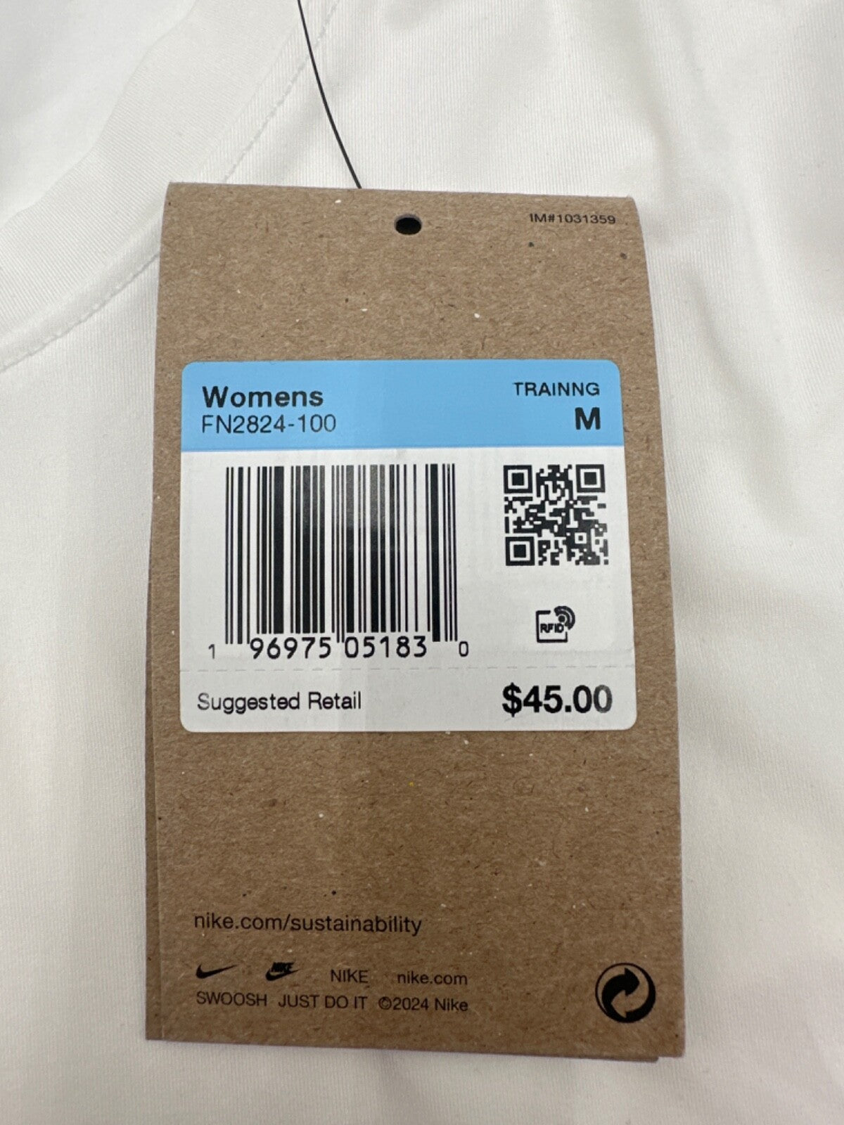 $45 Nike Women’s One Dri Crop Short Sleeve Shirt - White - Medium -New With Tag