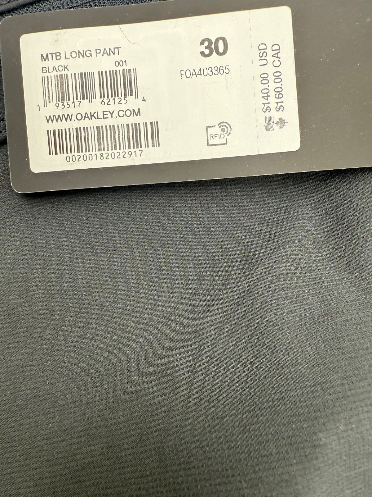 $140 Oakley Men’s-MBT Long Pant-Black-30W- New Tag