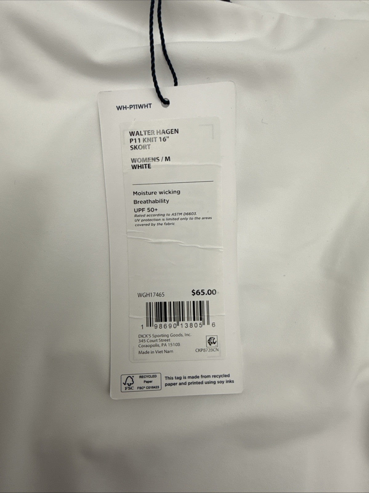 $65 Walter Hagen Women's 16” P11 Knit Skort - Pure White - Medium- NWTag