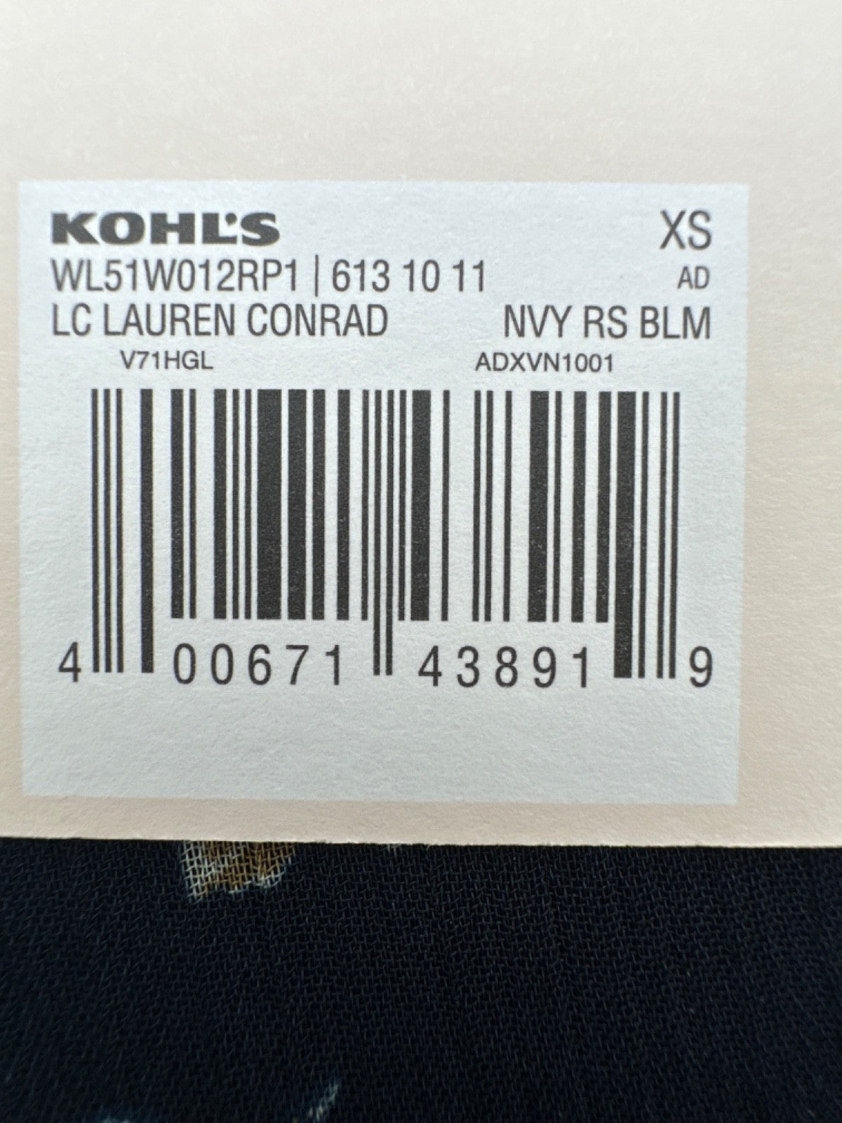$35 LC Lauren Conrad Women's Blouse - Navy Rose Bloom - XSmall - New With Tag