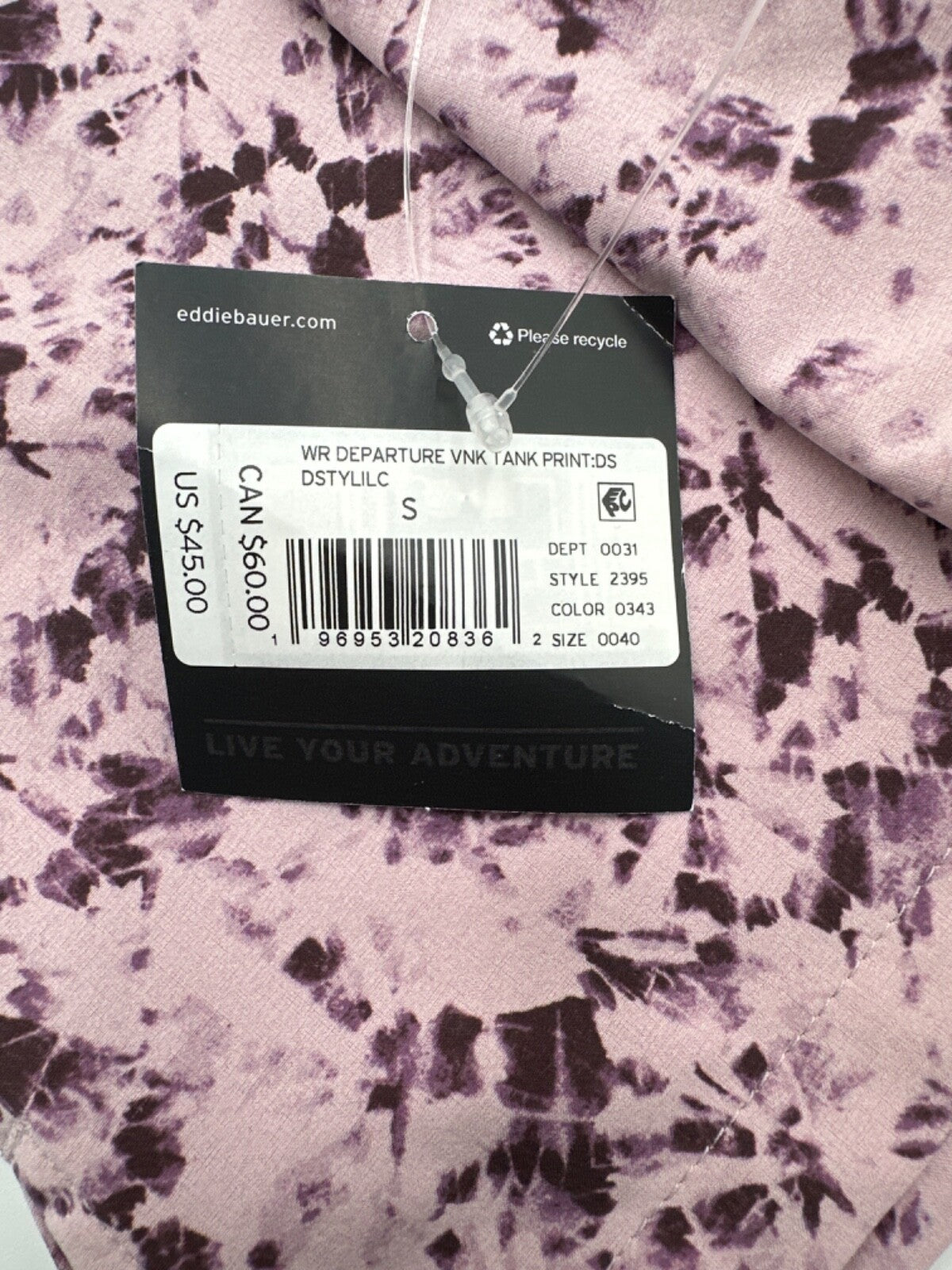 $45 Eddie Bauer Departure V-Neck Tank Top - Dusty Lilac - Small - New with tag