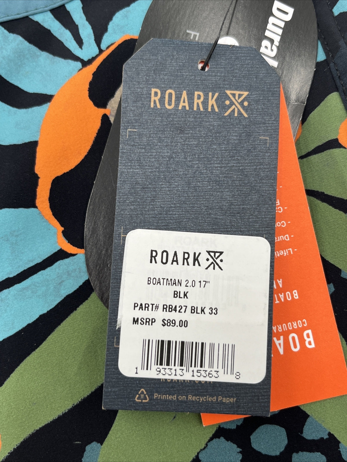 $89 Roark Men’s Boatman 2.0 Boardshorts 17" Shorts- Black Multi- Size: 33W-NEW