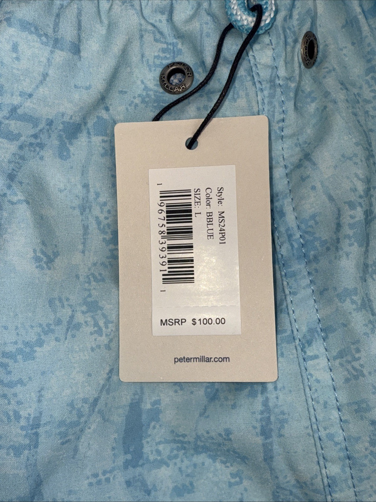 $100 Peter Millar Men’s Tropical Stingray Swim Trunks - Blue- Large- NWT
