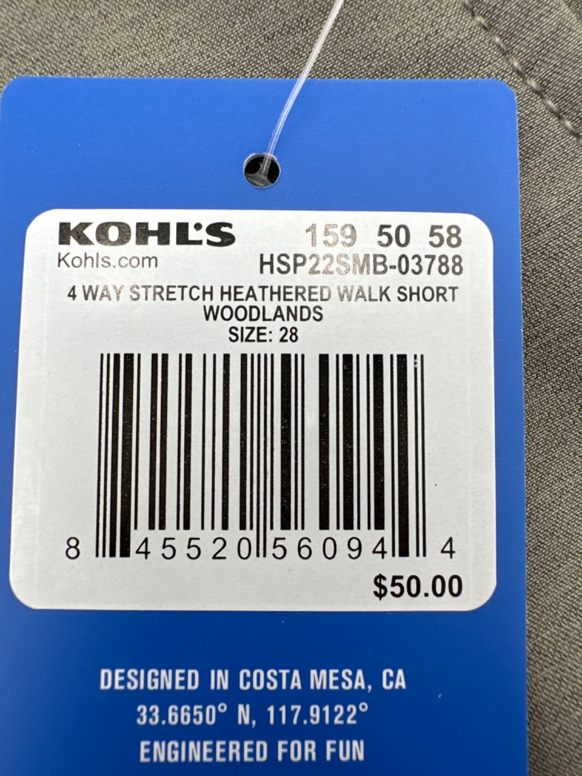 $50 Hurley Men's 4 Way Stretch Heathered Walk Short - Woodlands - Size 28 - New