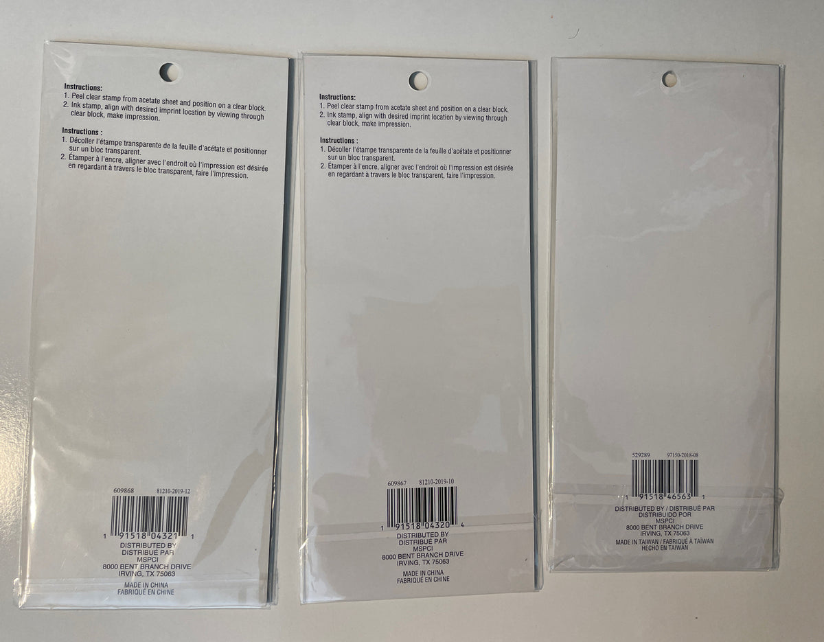 Lot Of 3 Recollections Poly Clear Photopolymer Stamps - Combo Lot