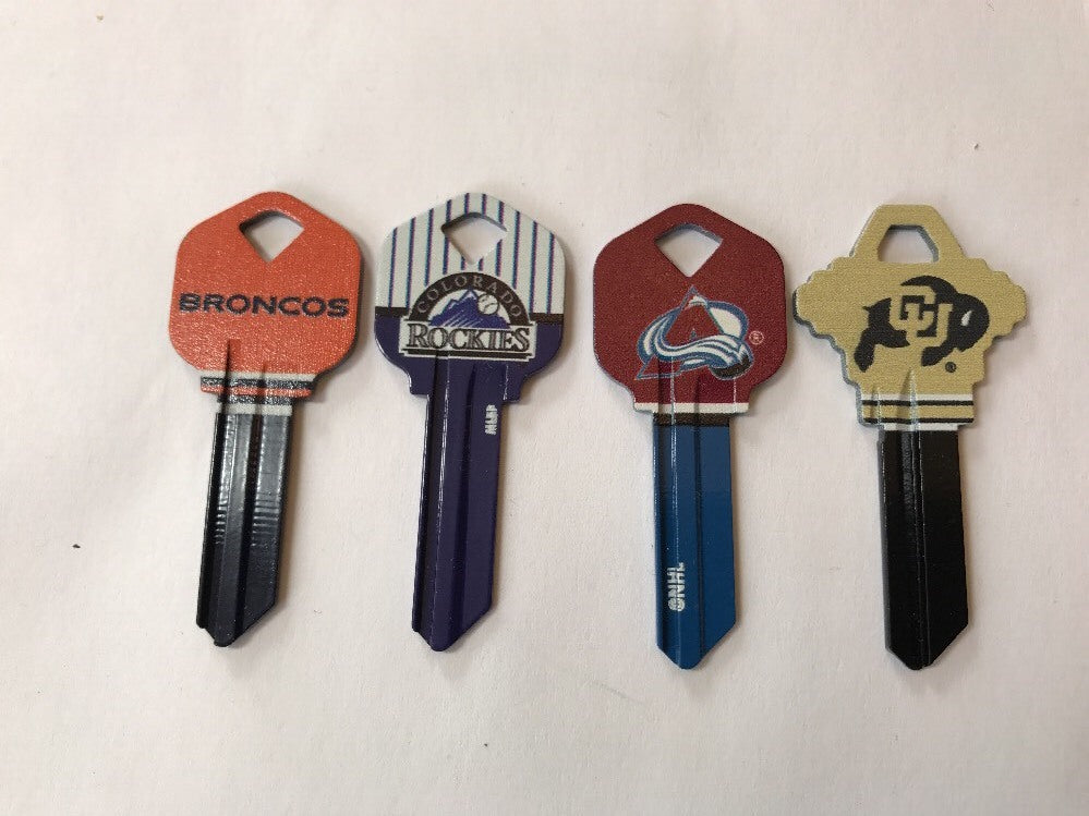 4 X Blank Keys Colorado Package Lot, 1 Broncos,1 Rockies,1 Avalanche,1 CU