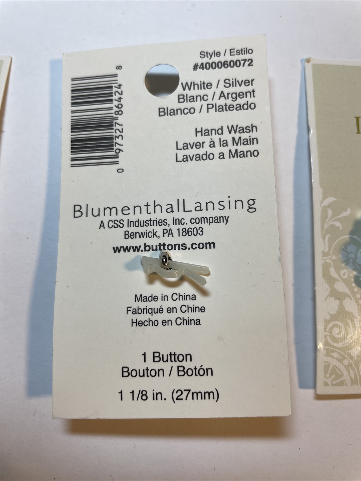 Lot Of 3 Cards La Mode Pearl rhinestones 27mm Buttons 400060072 Rounded 1 Count