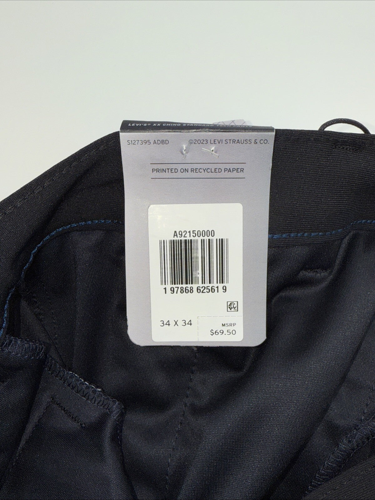 $69 Levi’s Men’s XX Chino Standard Tech Pants- Black -34Wx34L - New With Tags