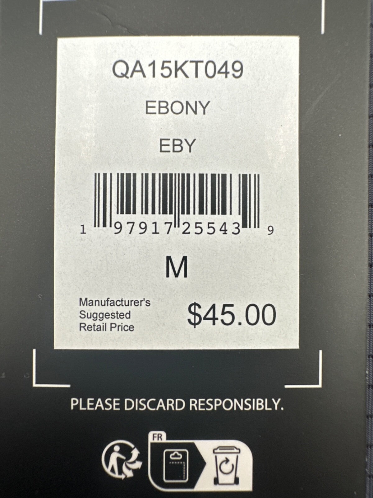 $45 Quicksilver Men's T shirt - QA15KT049 - Ebony Grey - Medium - New With Tag