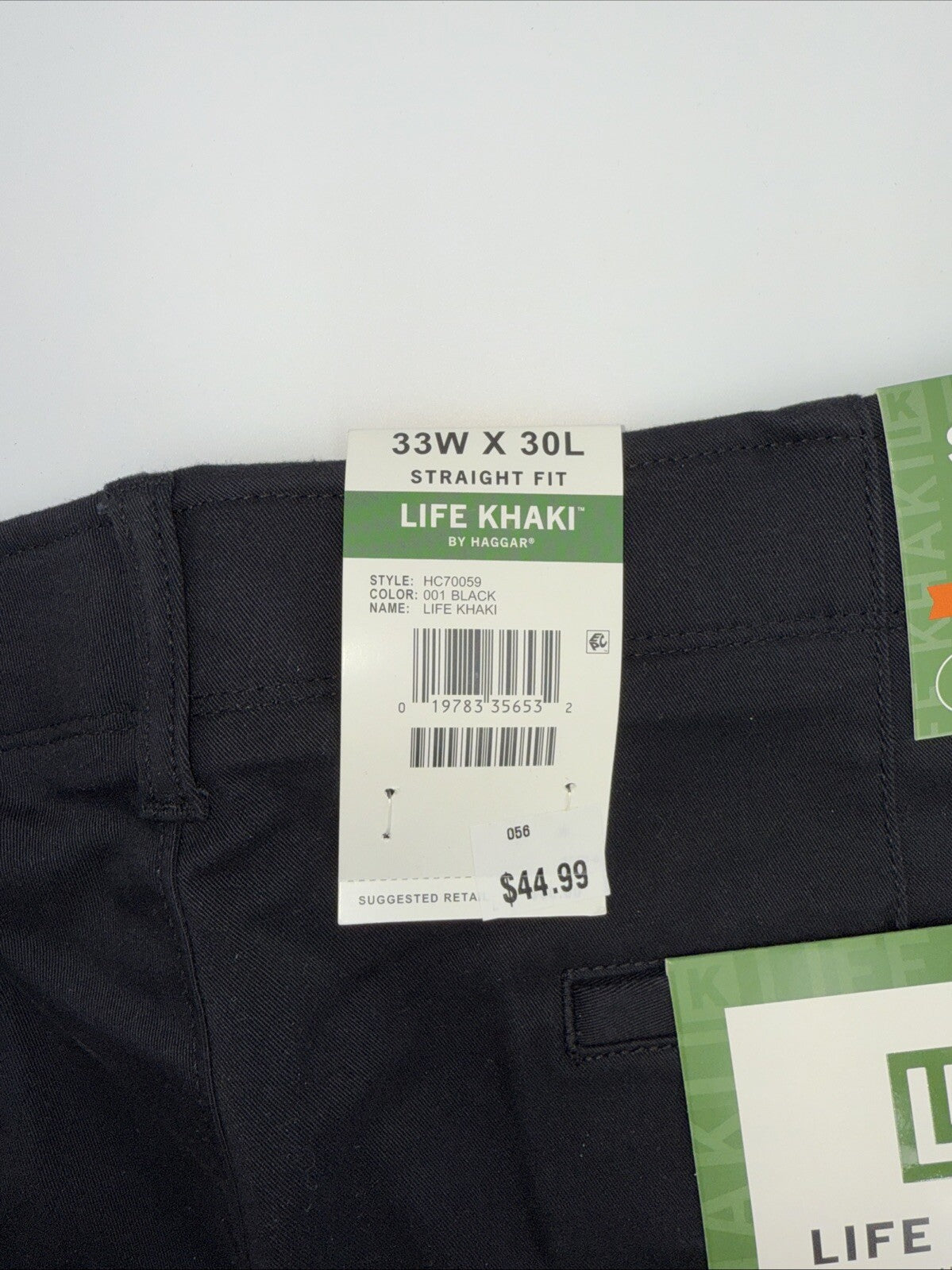 Haggar Men’s Life Khaki Straight Fit Chino Pants - Black- Size: 33W 30L- NEW