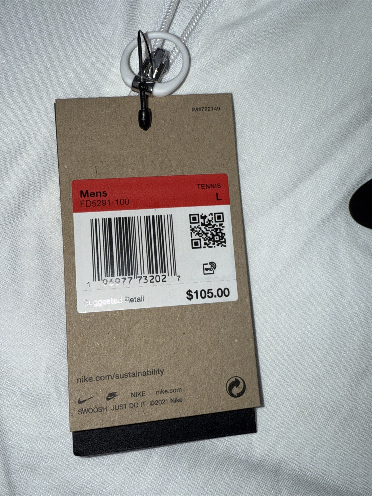 $105 Nike Men’s Dri-FIT Court Slam Tennis Polo Shirt 1/4 Zip- White-Large- NEW