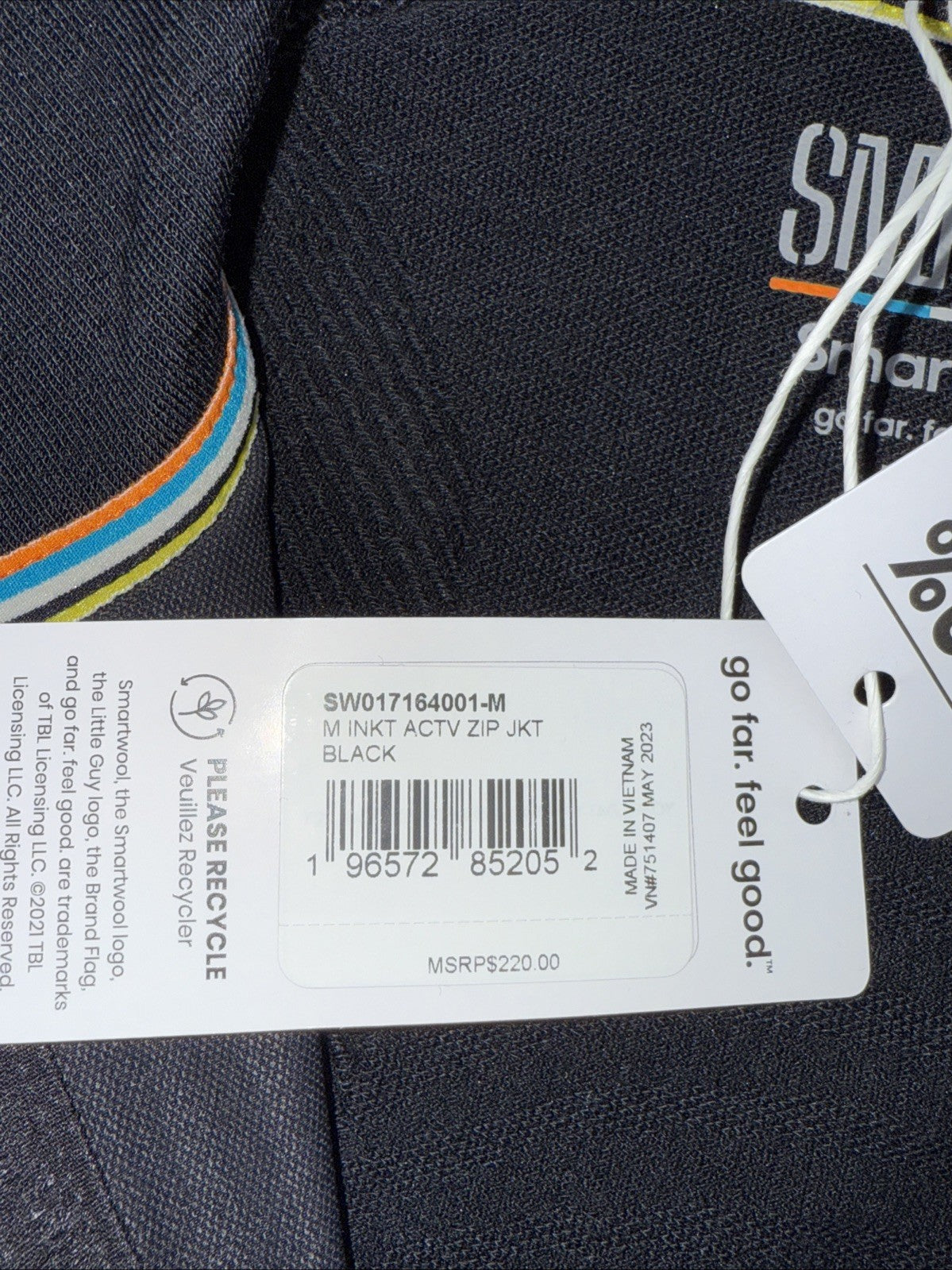 $220 Smartwool Men's Intraknit Full Zip Jacket - Black - Medium - New With Tags