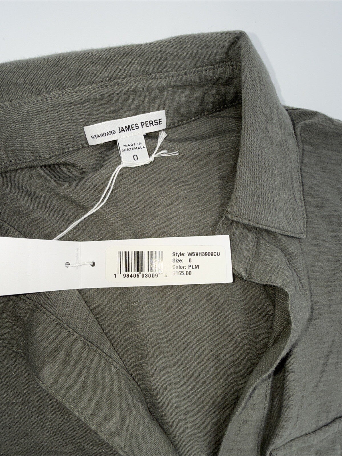 $165 James Perse Women’s Contrast Panel Shirt - Khaki PLM- Size: 0 (Small)- New