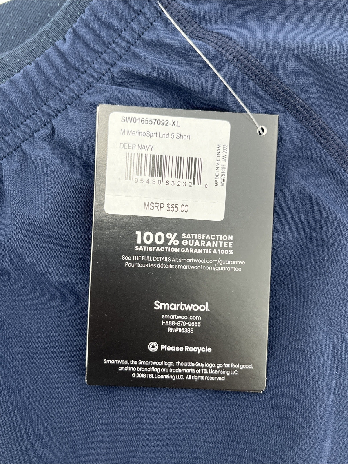 $65 Smartwool Men's Merino Sports Lined 5" Shorts -Navy Blue- XLarge -NEW Tag