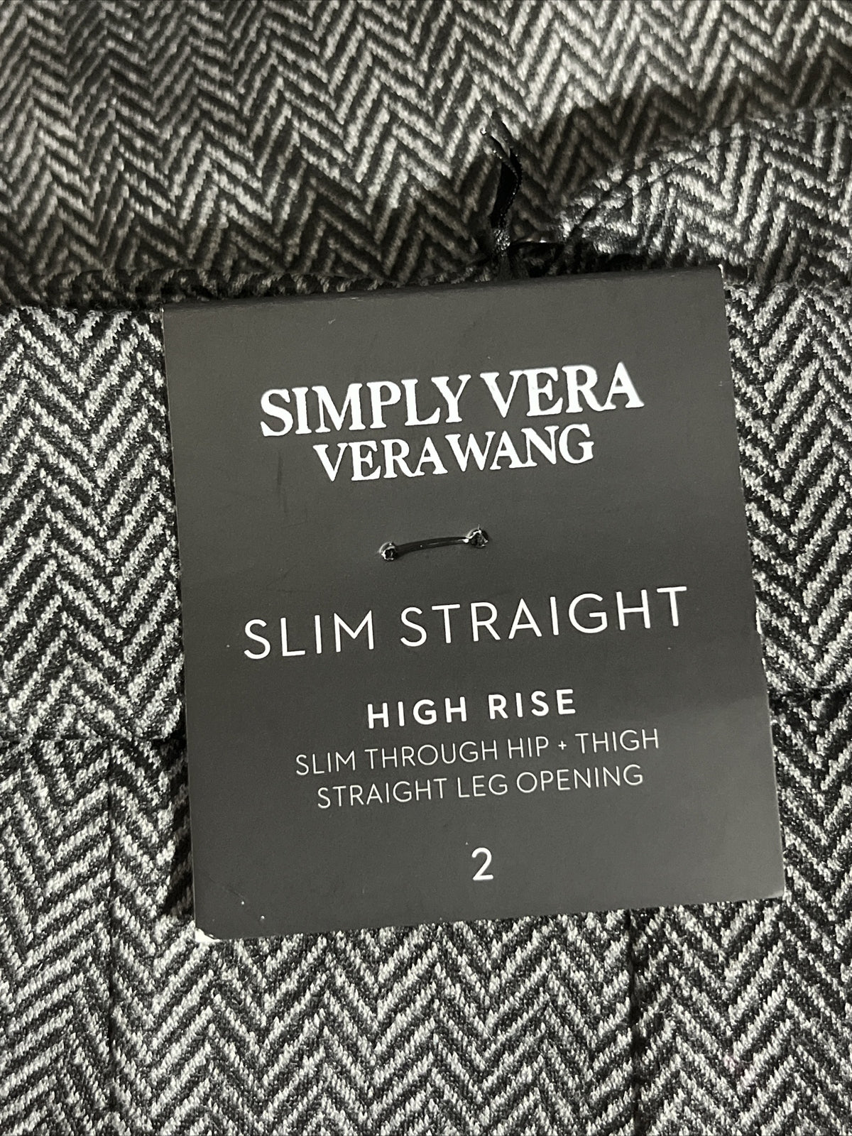 Simply Vera Wang Women’s High Rise Slim Straight Twill Pants- Grey-Size: 2- New