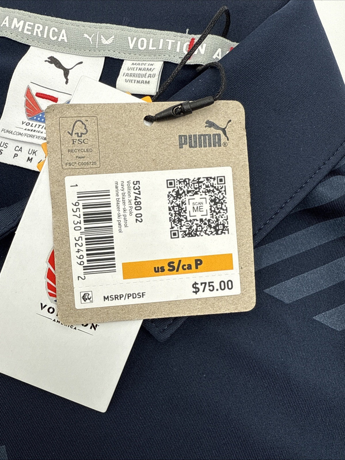 $75 Puma Men’s Volition Jet Polo- Navy Blazer/Ski Patrol-Small- New With Tags