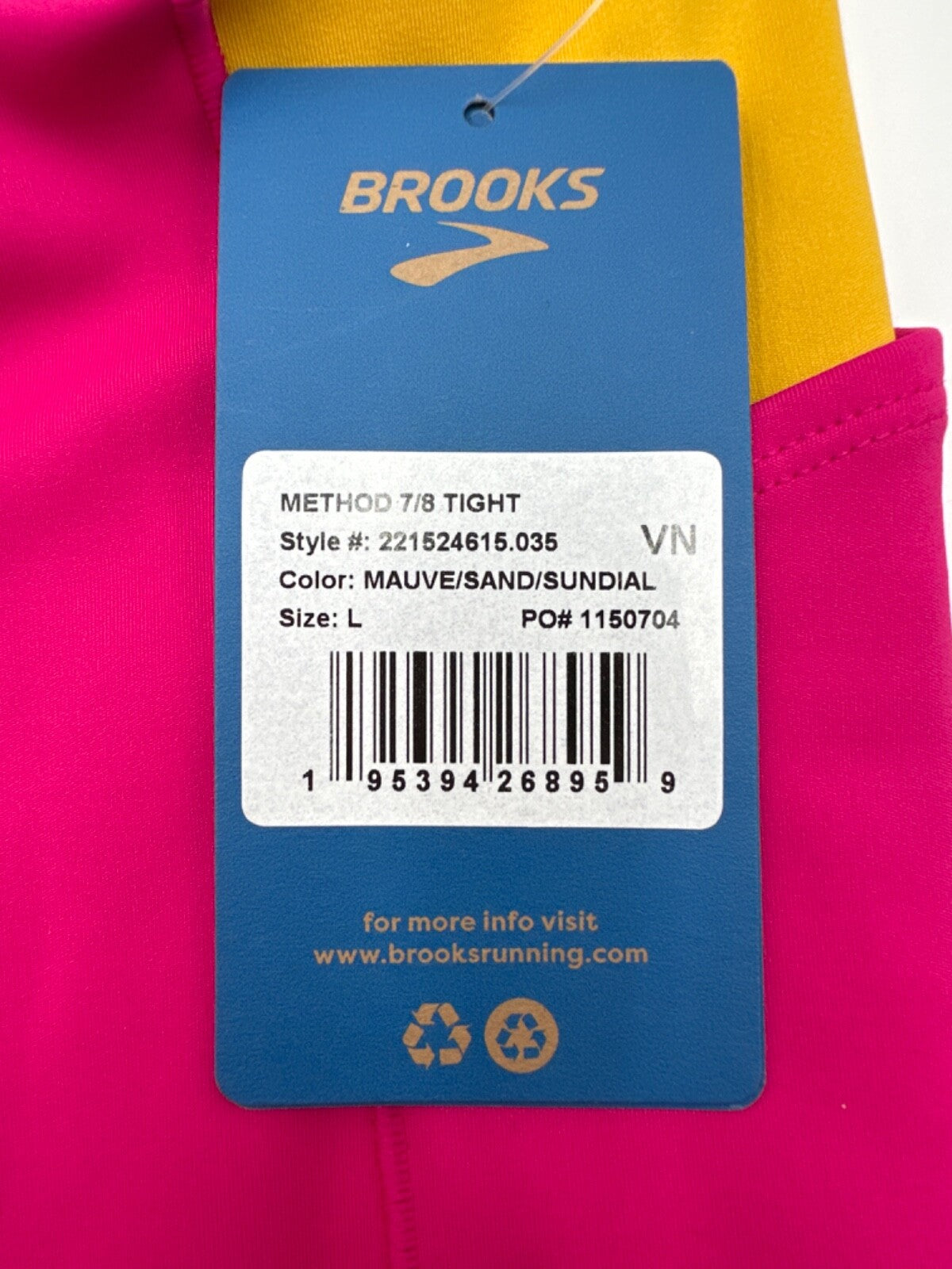 $90 Brooks Women’s Method 7/8 Tight Leggings - Mauve/Sand/Sundial- Large- New
