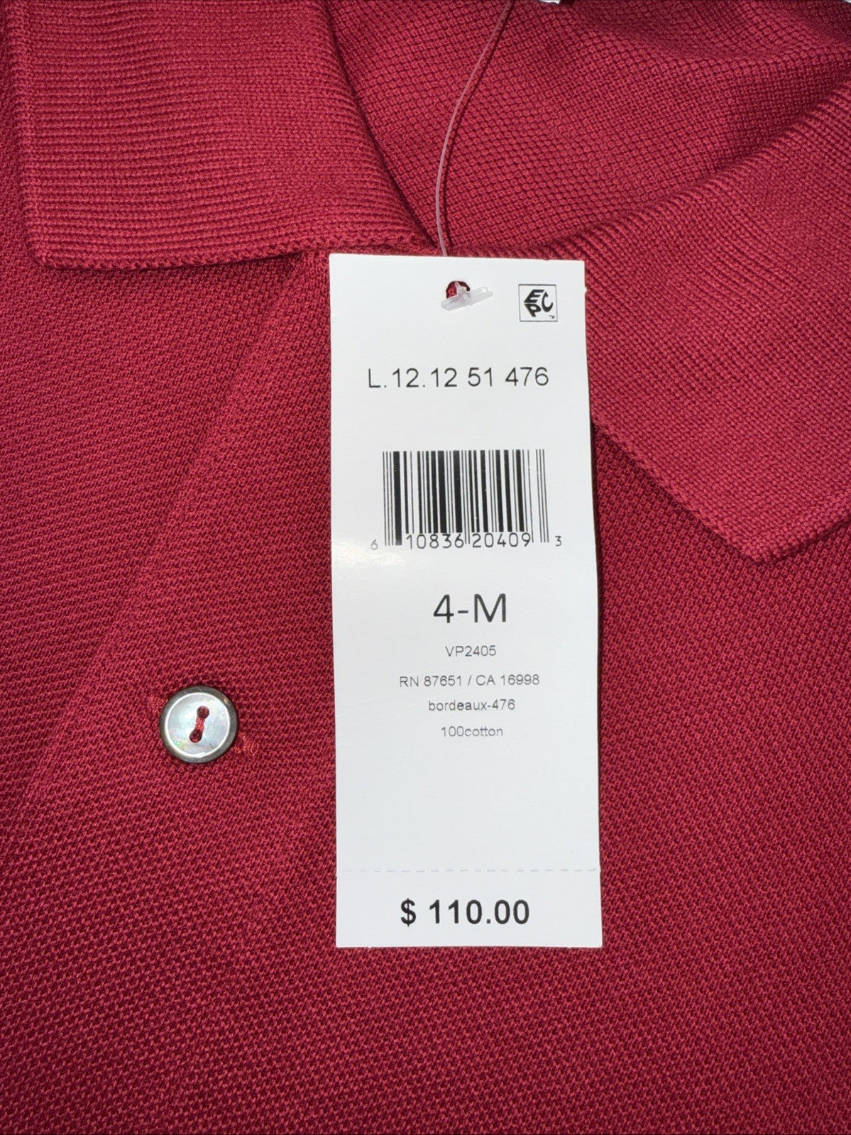 $110 Lacoste Men's Classic Fit Pique Polo - Boudreaux- Medium - New With Tag