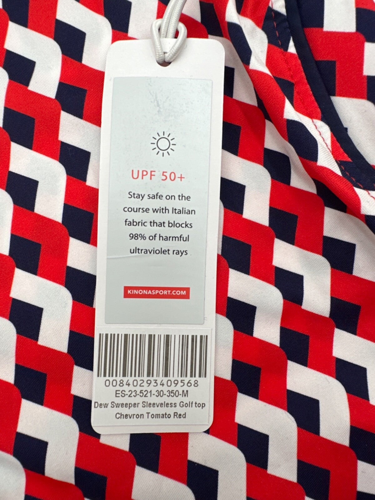 Kinona Woman’s Dew Sweeper Sleeveless Golf Top - Chevron Tomato Red - Medium-New
